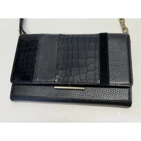 Treasure & Bond Black Pebbled Leather Crossbody Purse Bag Clutch Gold Hardware - Picture 11 of 12